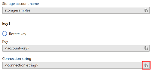 Screenshot showing an example of the portal connection string.