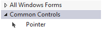 Selected, unfocused toolbox parent node