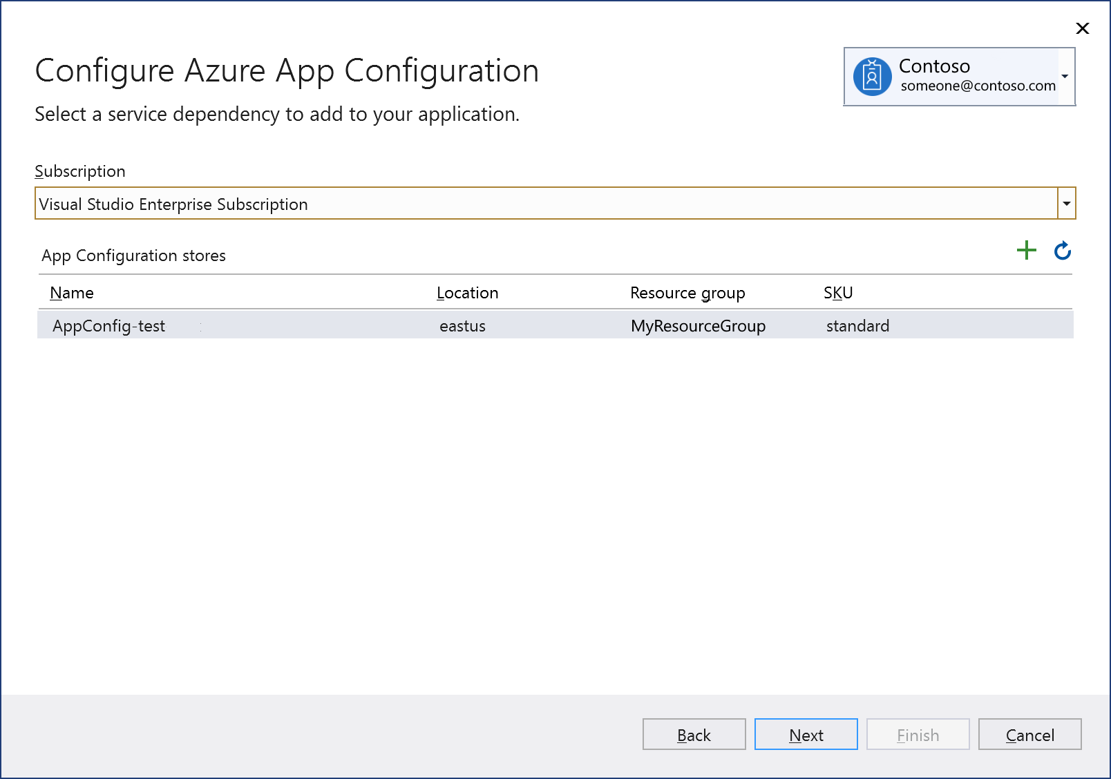 Screenshot showing 'Add existing configuration account to project".
