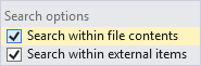 Pressed search options (check box)