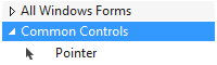 Focused, selected toolbox parent node