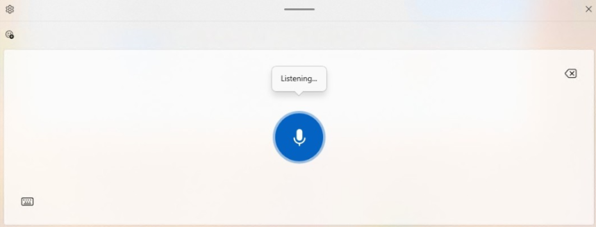 Screenshot that shows the dictation overlay appearing when the dictation key is pressed.
