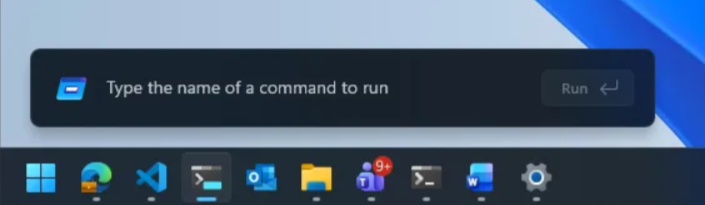 Screenshot showing new run dialog experience.