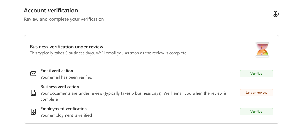 Account verification status