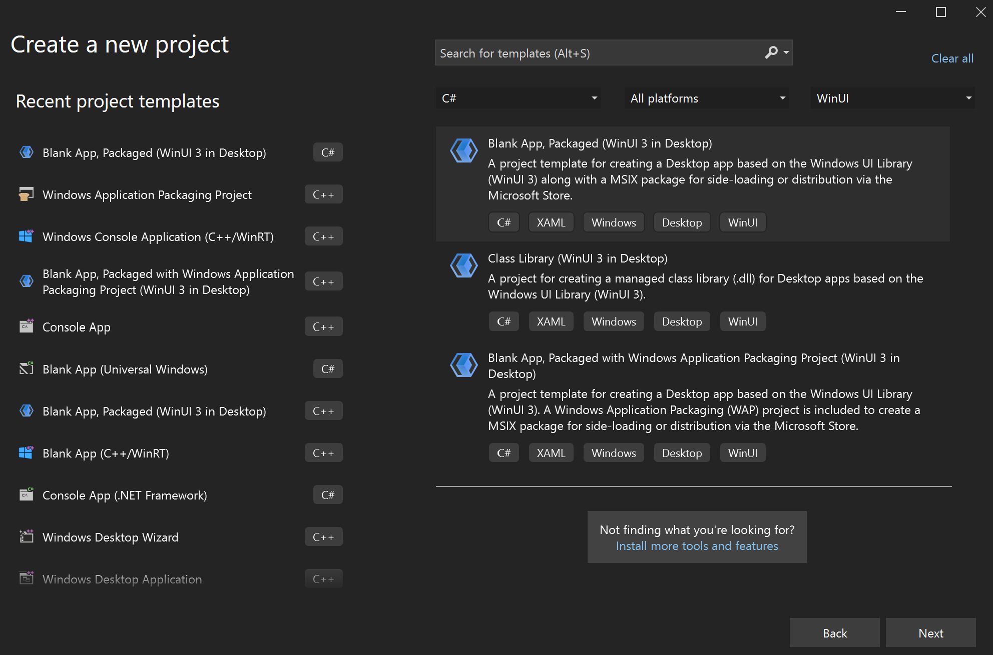 WinUI Blank App (Packaged) Project Template