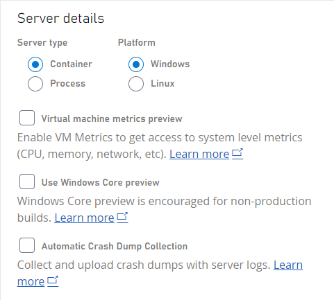 OS section of a new build using Game Manager