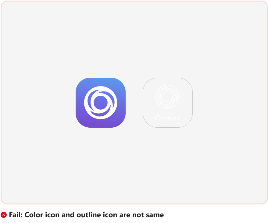 Screenshot shows color icon and outline icon are same.