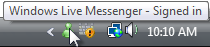screen shot of 'messenger signed in' infotip