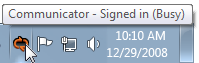 screen shot of red communicator icon and tooltip