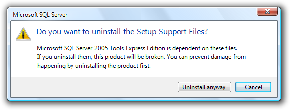 screen shot of 'uninstall anyway' button