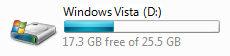 screen shot of meter showing free disk space