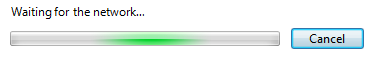screen shot of progress of waiting for network
