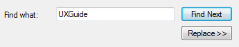 screen shot of 'replace' button with chevron