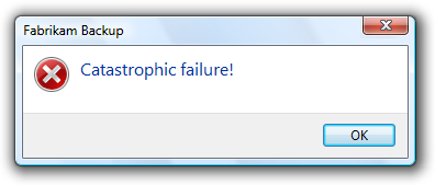 screen shot of message: catastrophic failure!