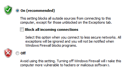 screen shot of security-settings dialog box
