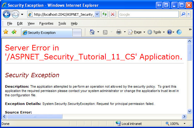 Securityexception java. IIS 1c.