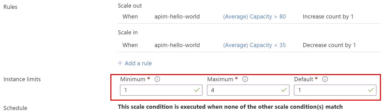 Screenshot showing how to set instance limits in the portal.