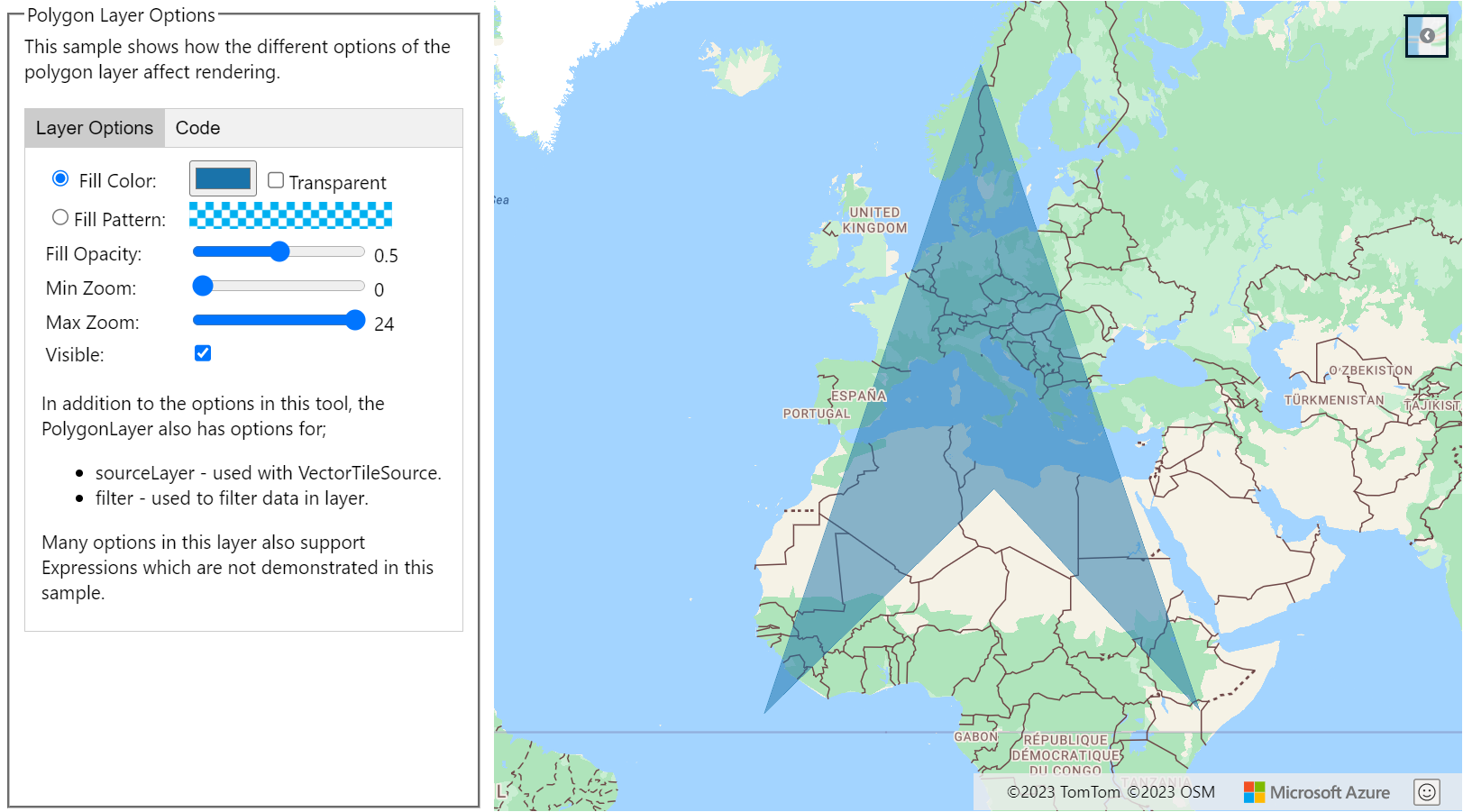 A screenshot of the Polygon Layer Options tool.