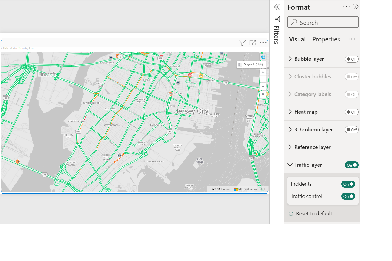 A map displaying real-time traffic data.