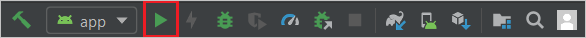A screenshot showing the run button in Android Studio.