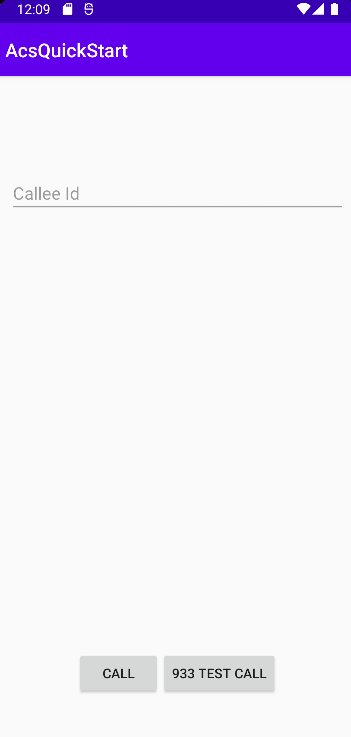 Screenshot of a completed Android calling application.