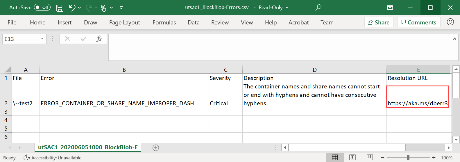 Issues in a copy error issues list