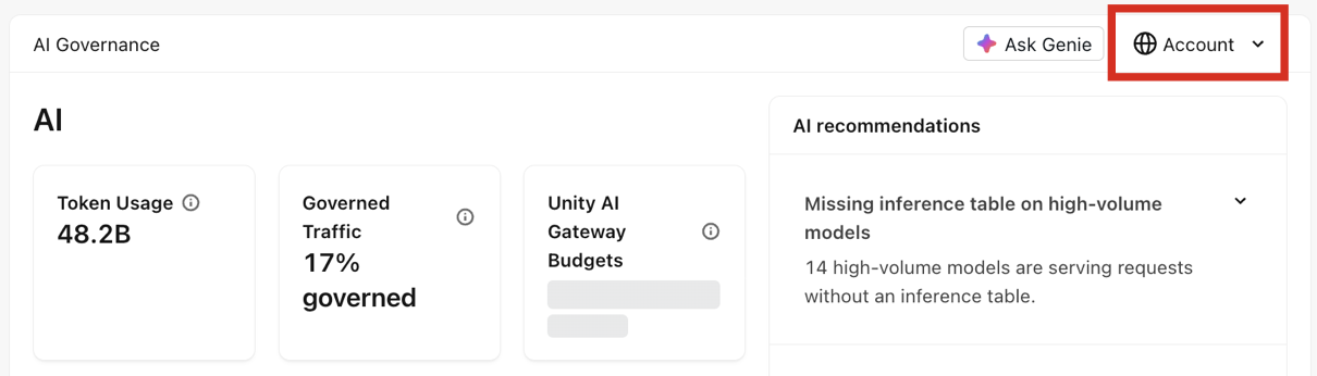 The scope selector in the AI page of Governance Hub.