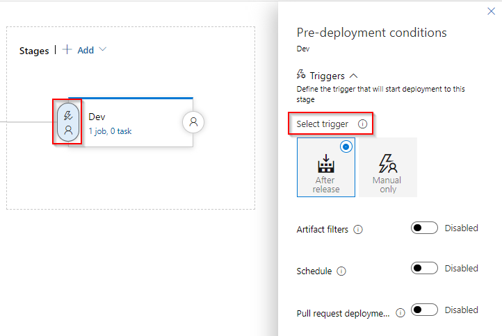 Set pre-deployment trigger to after release