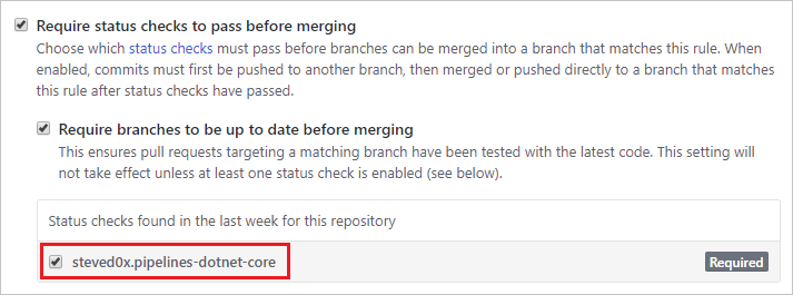 GitHub pipeline status check