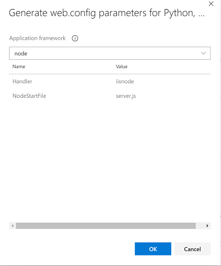 Screenshot of Application framework drop-down.