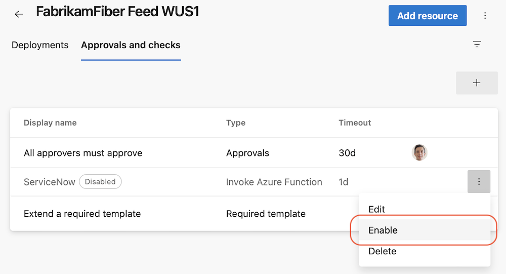 image showing how to enable a check for a pipeline Enable a check image.