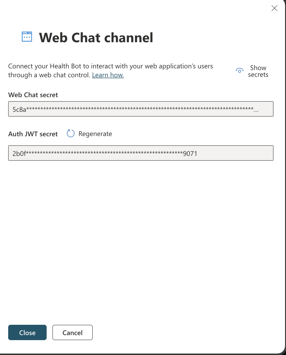 A screenshot of the webchat channel