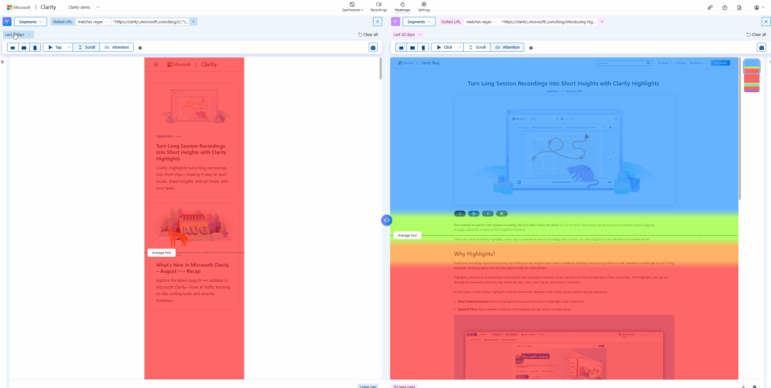 Compare View filters and segments.