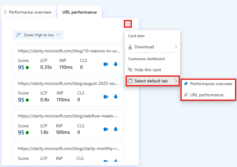 Change default tab.