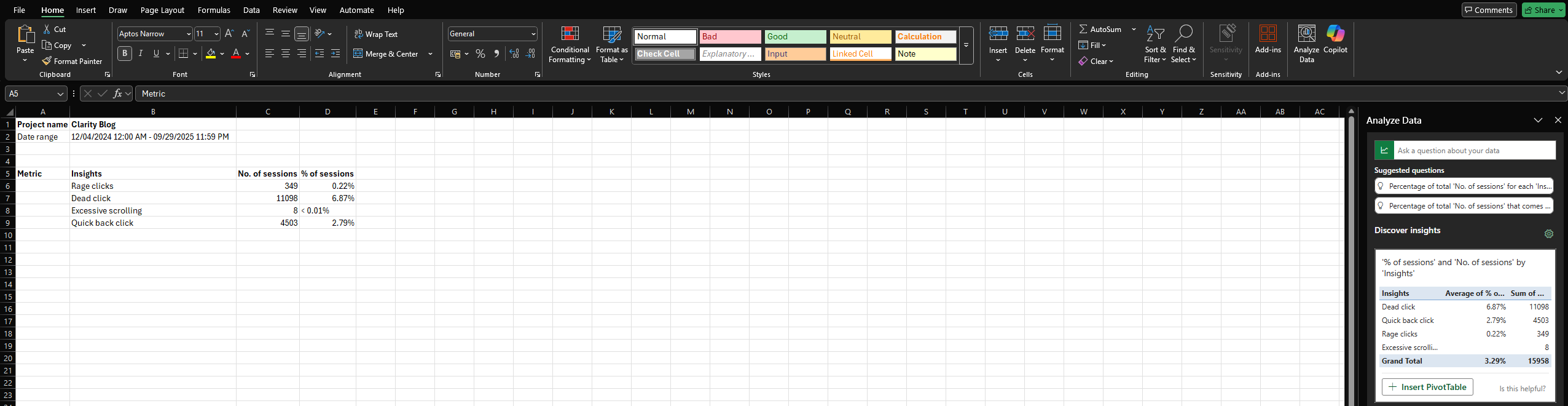 Downloaded widget CSV.