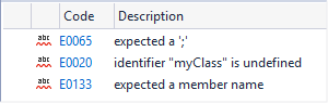 Error List Error List.