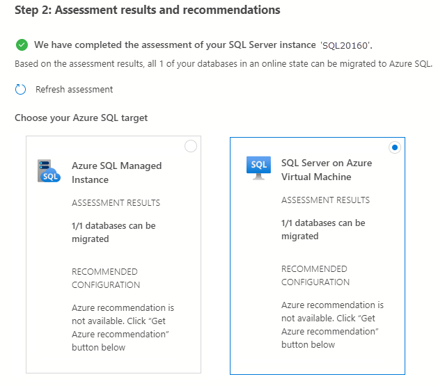 Screenshot that shows an assessment confirmation.