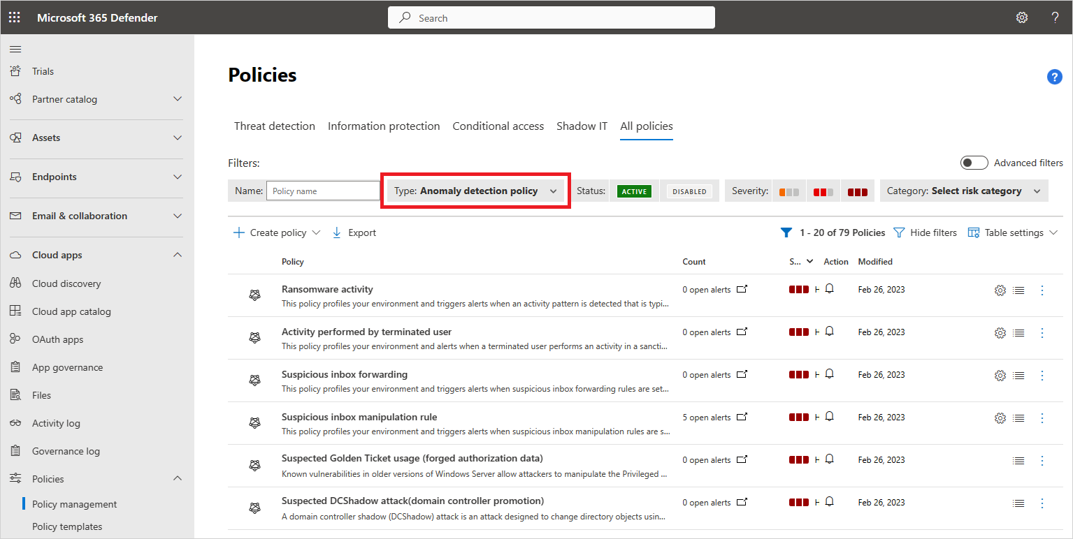 new anomaly detection policies.