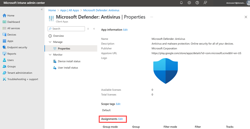 Screenshot highlighting the Microsoft Defender Antivirus properties
