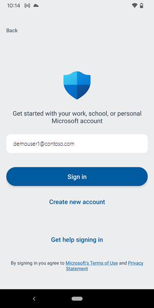 Screenshot of the Microsoft Defender Antivirus sign in page