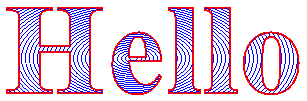 AboutGdip02_Art31 Screenshot of the text string Hello with a set of concentric ellipses clipped to the interior of the text.