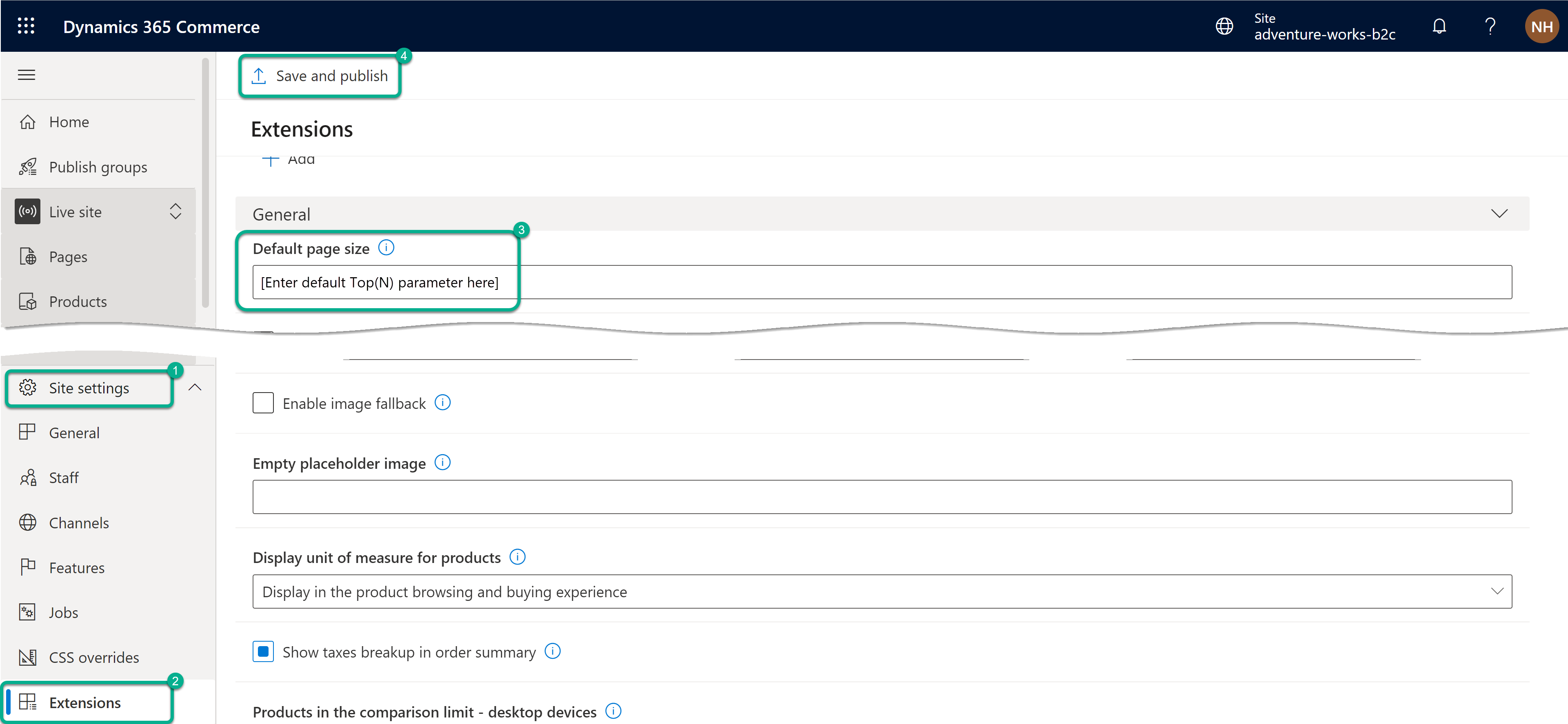 Screenshot of the default top(n) parameter setting.