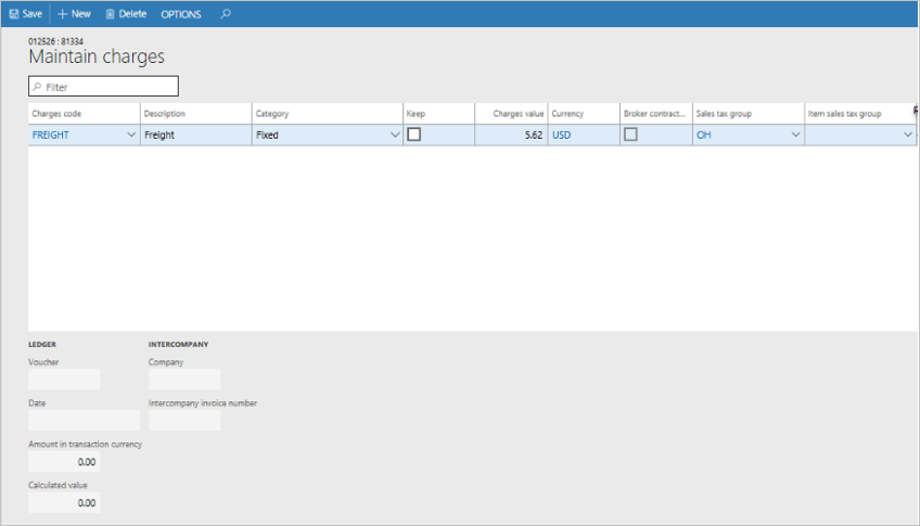 Screenshot of prorated charges on sales line for item 81334.