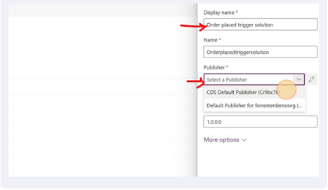 Fill in the details for new solution creation Fill in the details for new solution creation