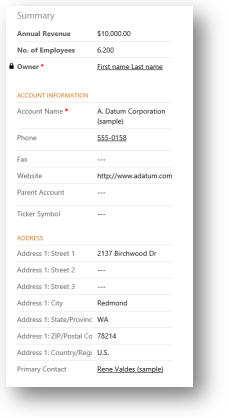 CRM for Tablets Form First Panel.