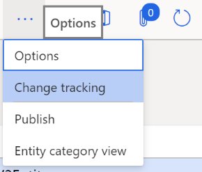 Selecting the Change tracking option.