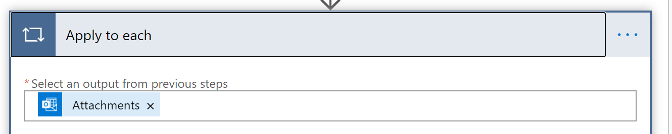 Screenshot of Apply to each control configuration.