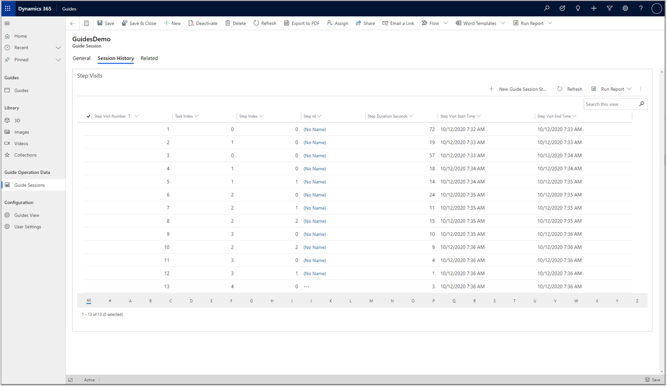 Session History tab Session History tab.
