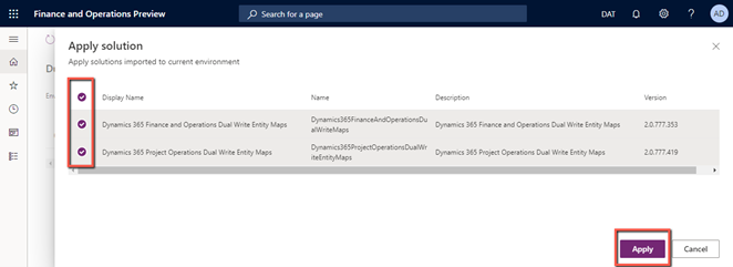 Screenshot of confirming solutions selection.
