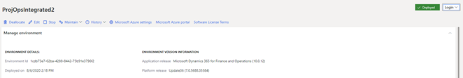 Screenshot of the environment details page showing deployment status.